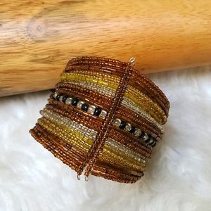 Vintage UO Boho Multi Beaded Wire Cuff Bracelet